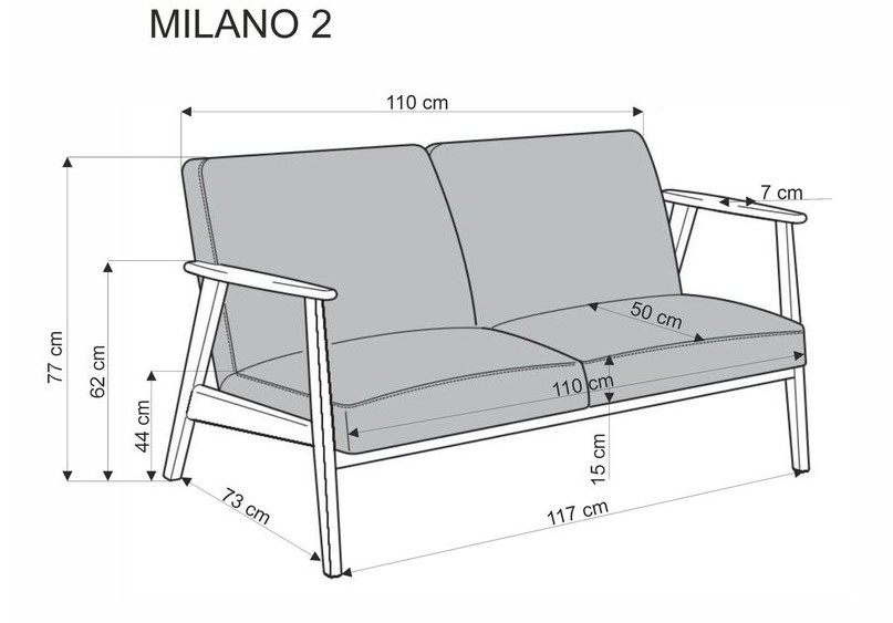 Диван HALMAR MILANO 2S tap. Castel 15 бежевый/орех