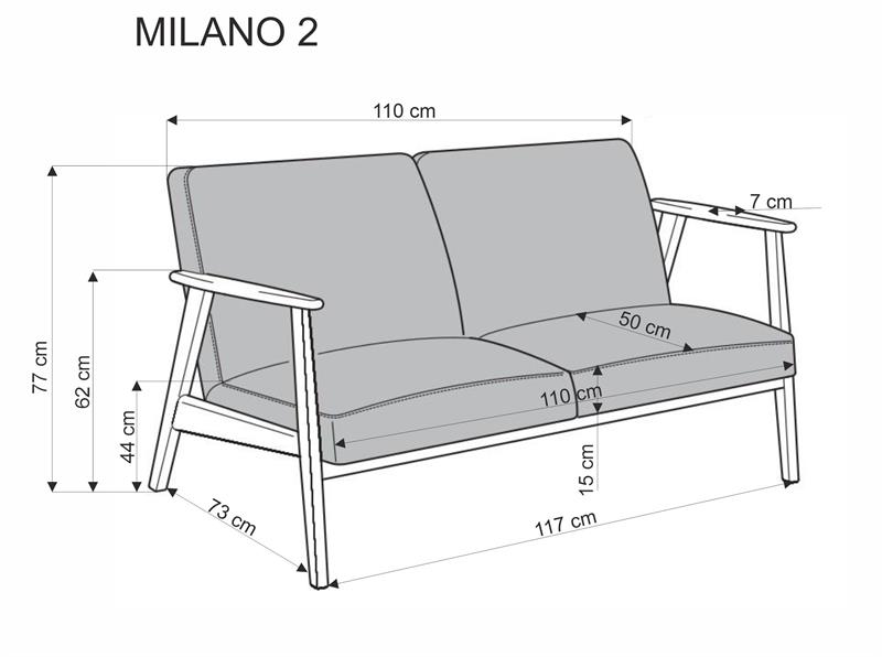 Диван HALMAR MILANO 2S tap. Castel 39 оливковый/орех