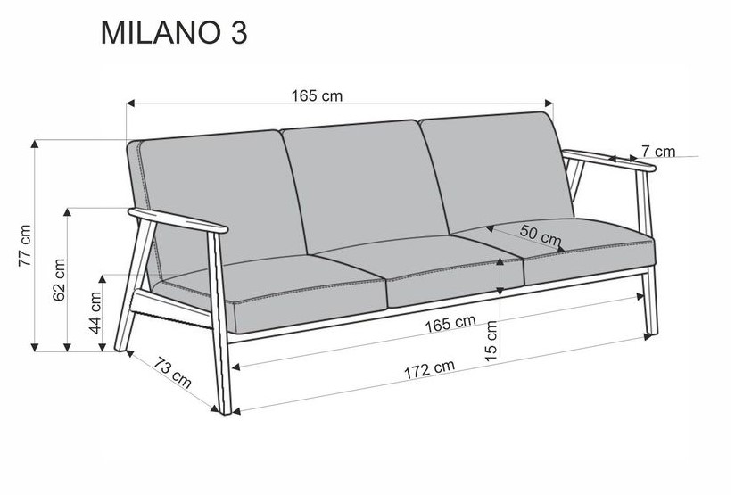 Диван HALMAR MILANO 3S tap. Castel 15 бежевый/орех