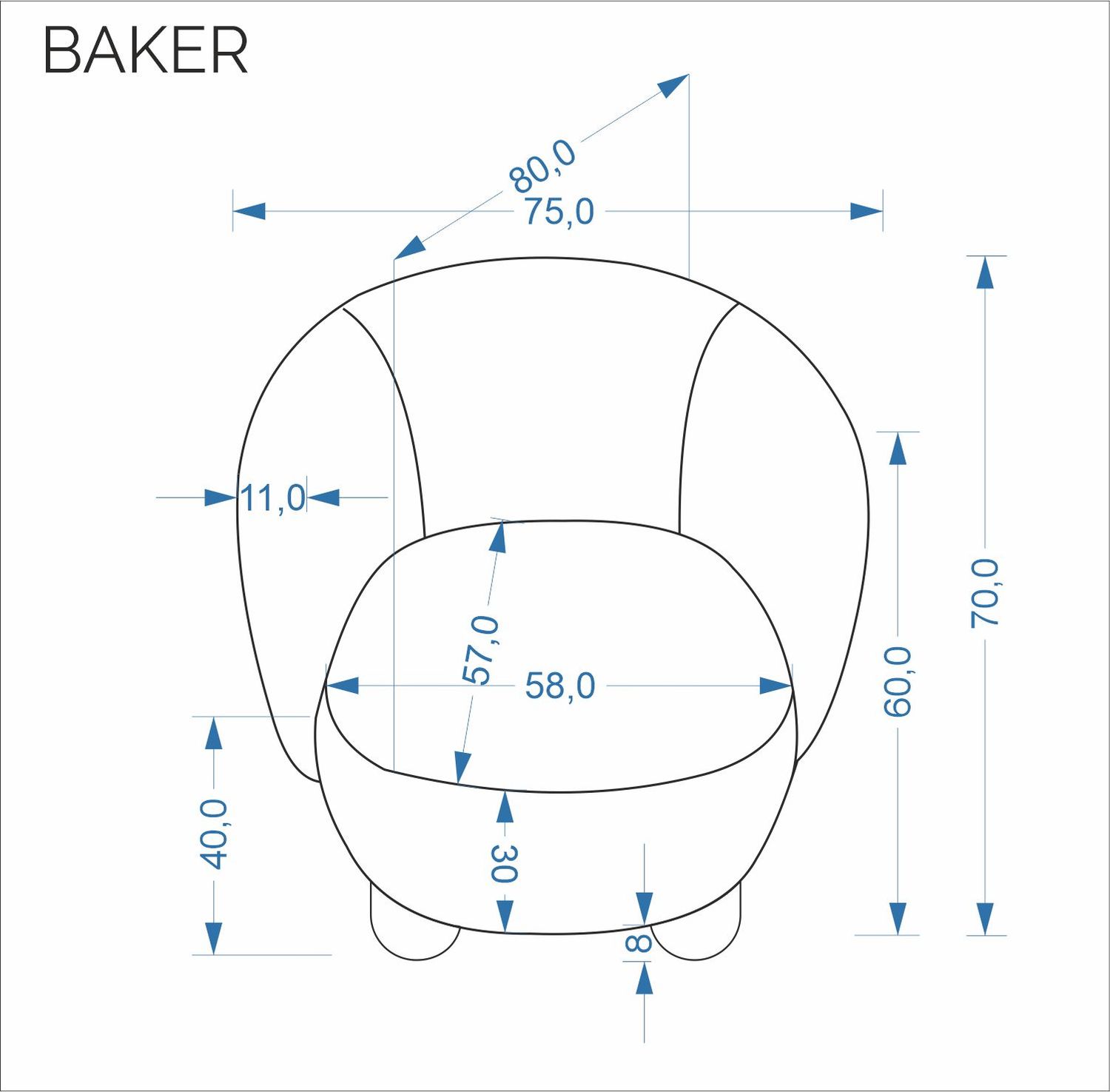Кресло HALMAR BAKER бежевый/натуральный