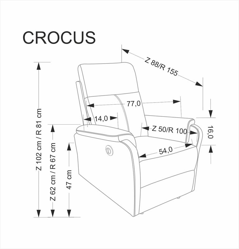 Кресло HALMAR CROCUS раскладное, серый