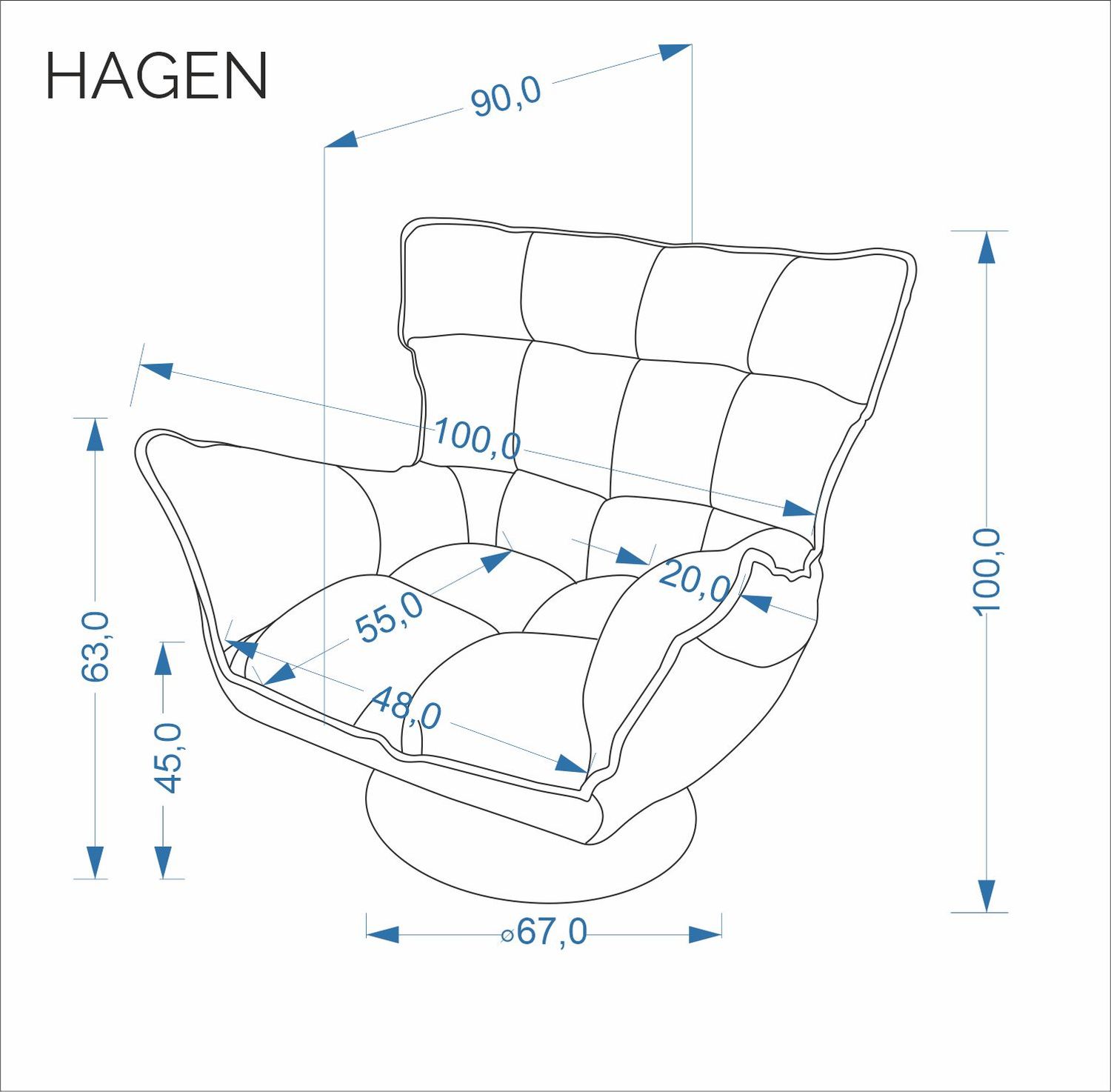 Кресло HALMAR HAGEN бежевый/черный