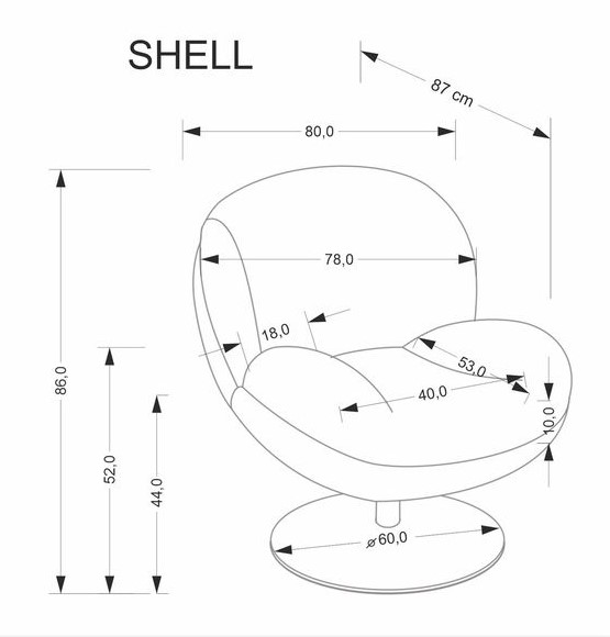 Кресло HALMAR SHELL серый