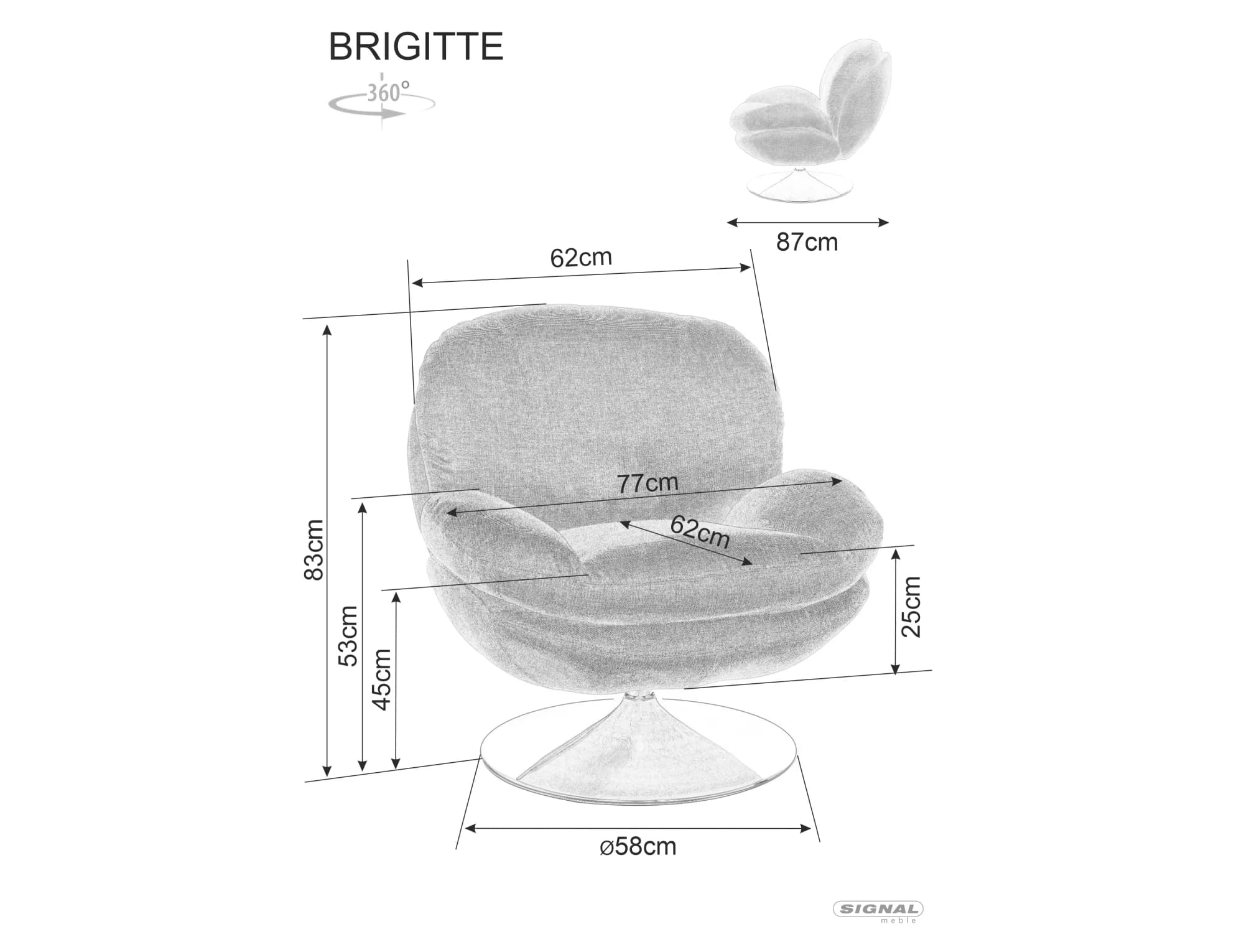 Кресло SIGNAL BRIGITTE Brego 68 карри/хром