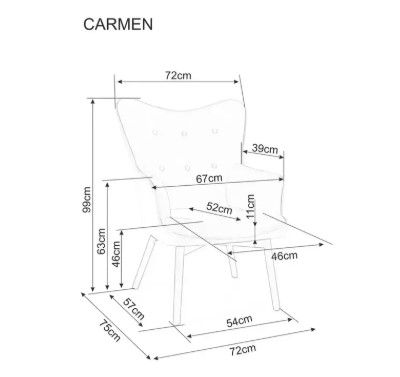 Кресло SIGNAL CARMEN Raven 30 темно-бежевый/черный мат