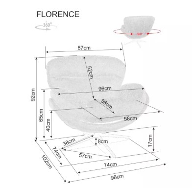Кресло SIGNAL FLORENCE Raven серый/черный