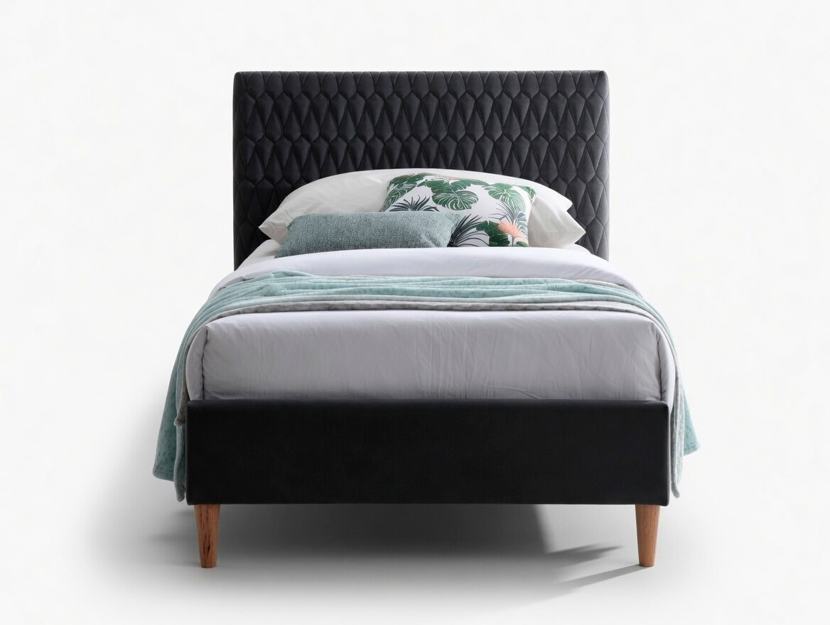 Кровать SIGNAL AZURRO Velvet Bluvel 14 серый/дуб 90/200