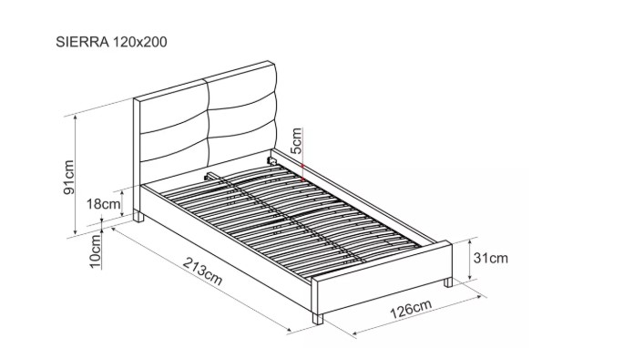 Кровать SIGNAL SIERRA Velvet Bluvel 28 бежевый/дуб, 120/200