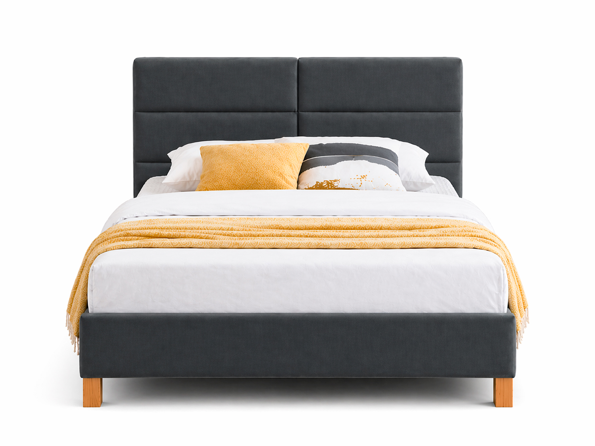 Кровать SIGNAL SIERRA Velvet tap. 150 серый/дуб, 120/200