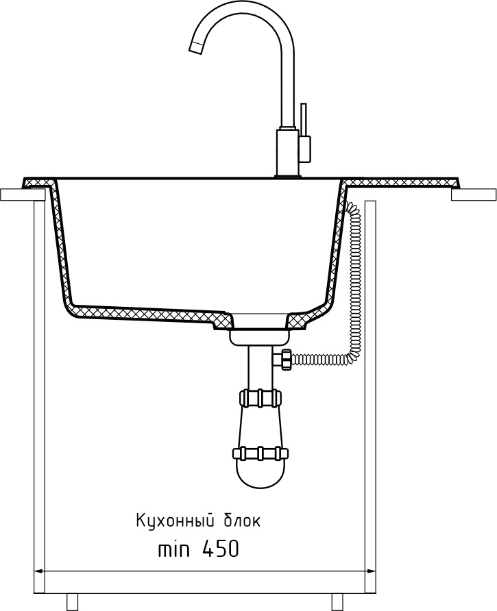 Кухонная мойка GRANFEST RONDO R-580L серый