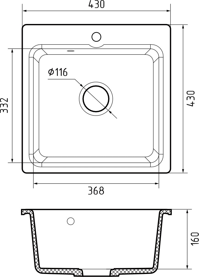 Кухонная мойка GRANFEST SMART SM-430 песочный + сифон
