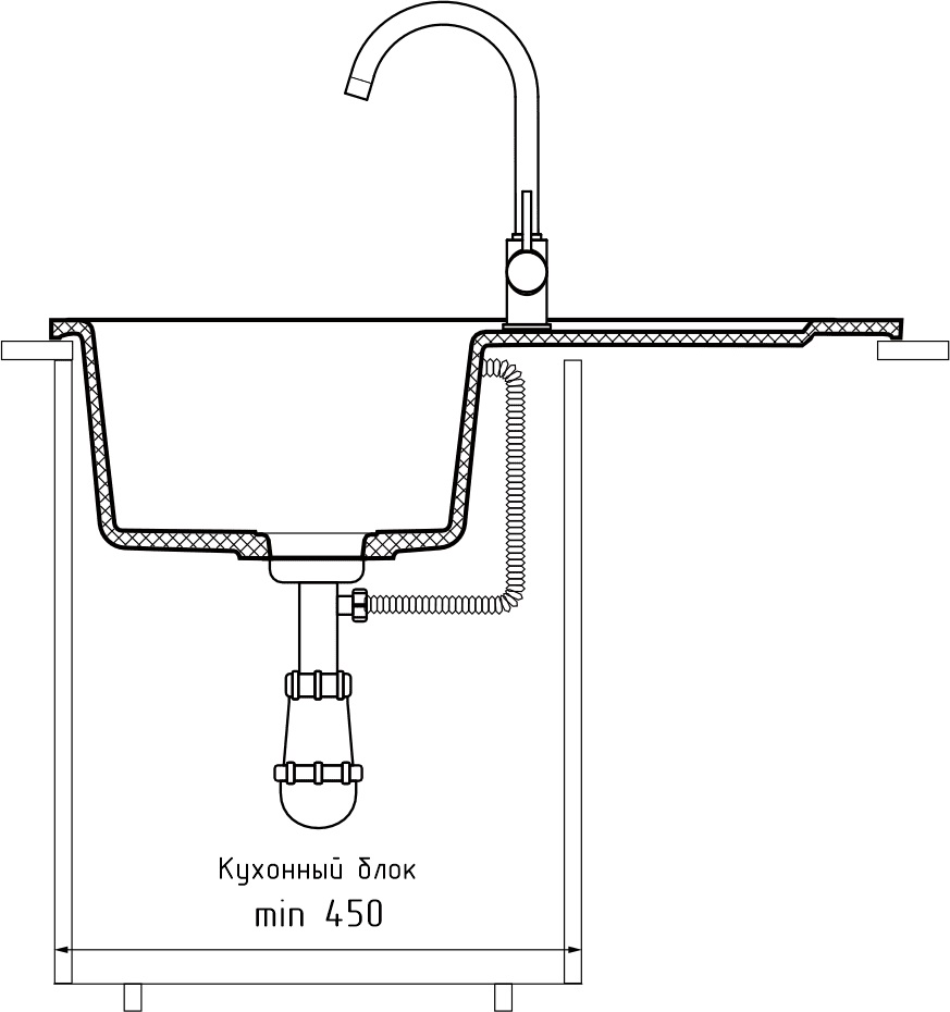 Кухонная мойка GRANFEST SMART SM-680L белый + сифон