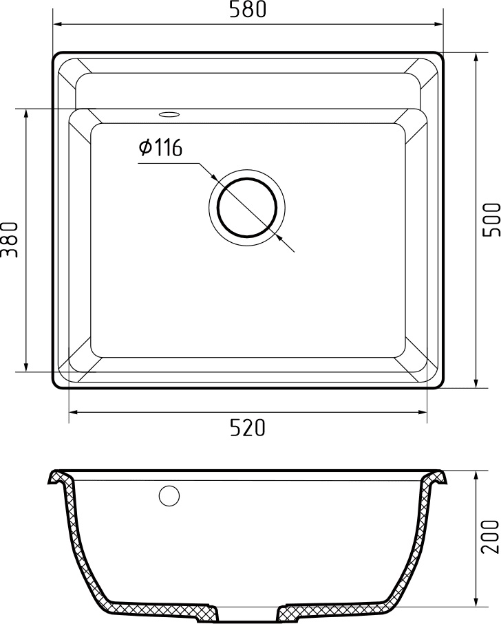 Кухонная мойка GRANFEST VERTEX V-580 терракот