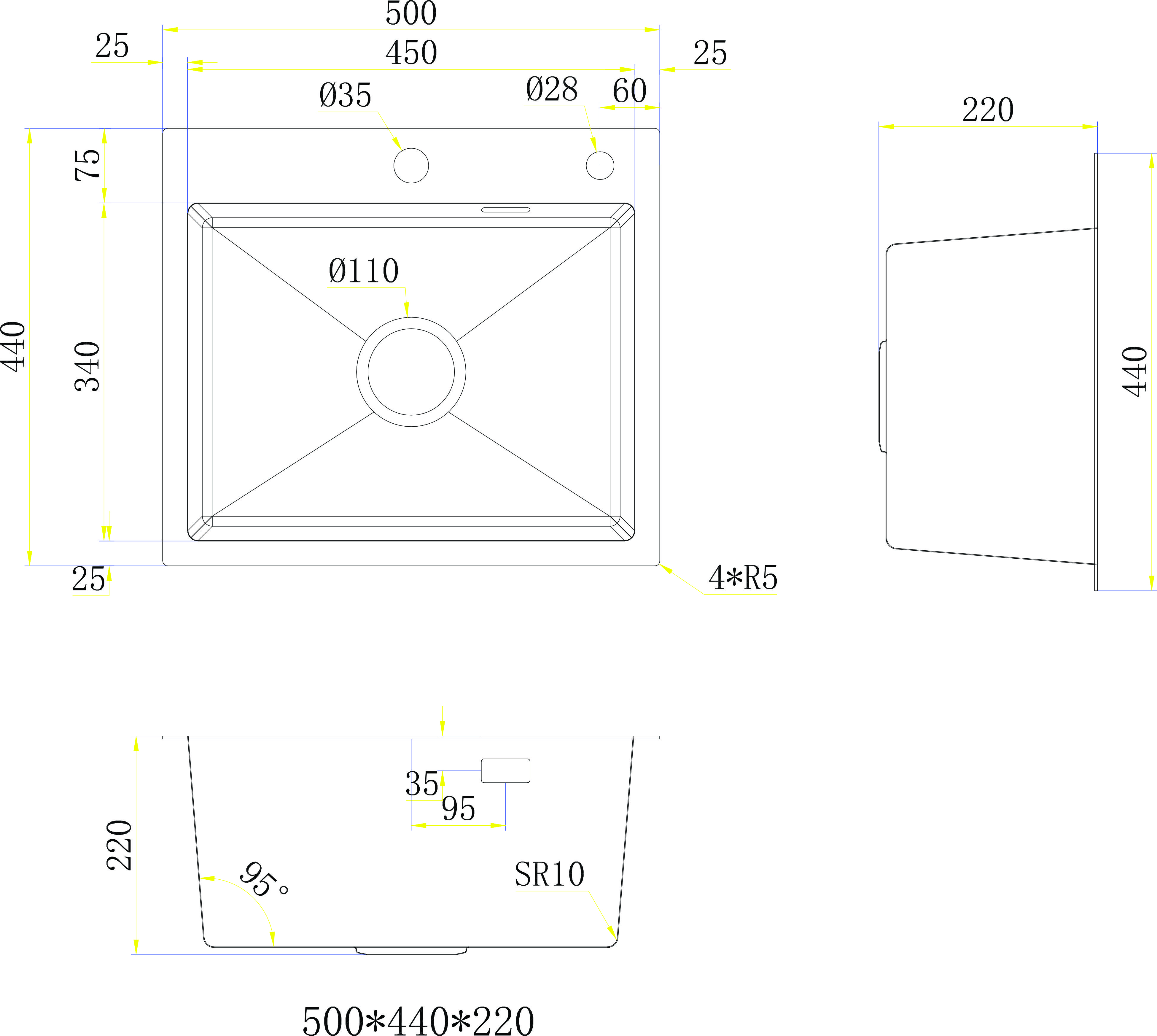 Кухонная мойка из нержавейки BLANTEK LS-5044S Brushed (+ 500B40S)