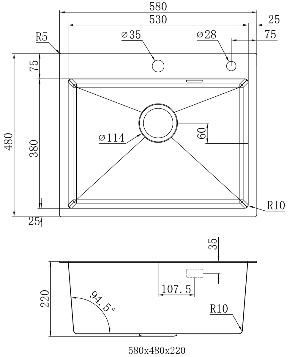 Кухонная мойка из нержавейки BLANTEK LS-5848H Honeycomb
