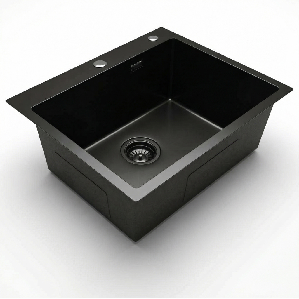 Кухонная мойка из нержавейки BLANTEK LS-5848STB Stone texture black