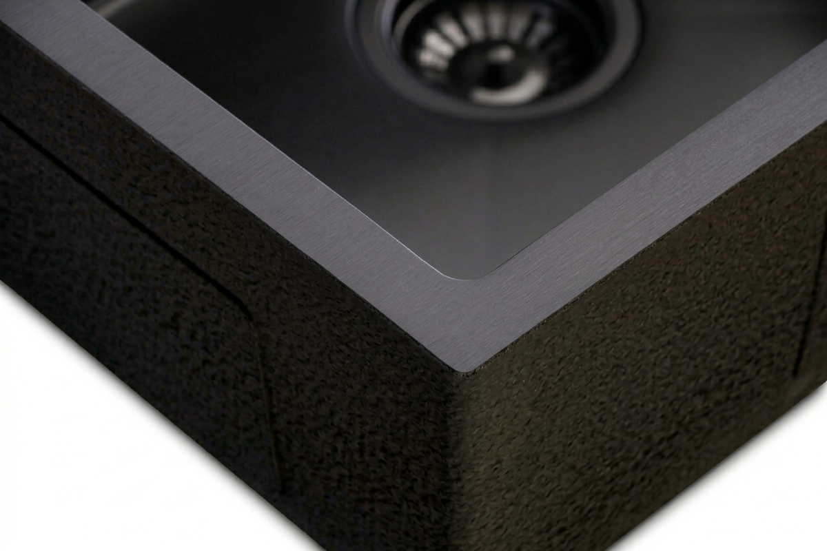 Кухонная мойка из нержавейки BLANTEK LS-5848STB Stone texture black
