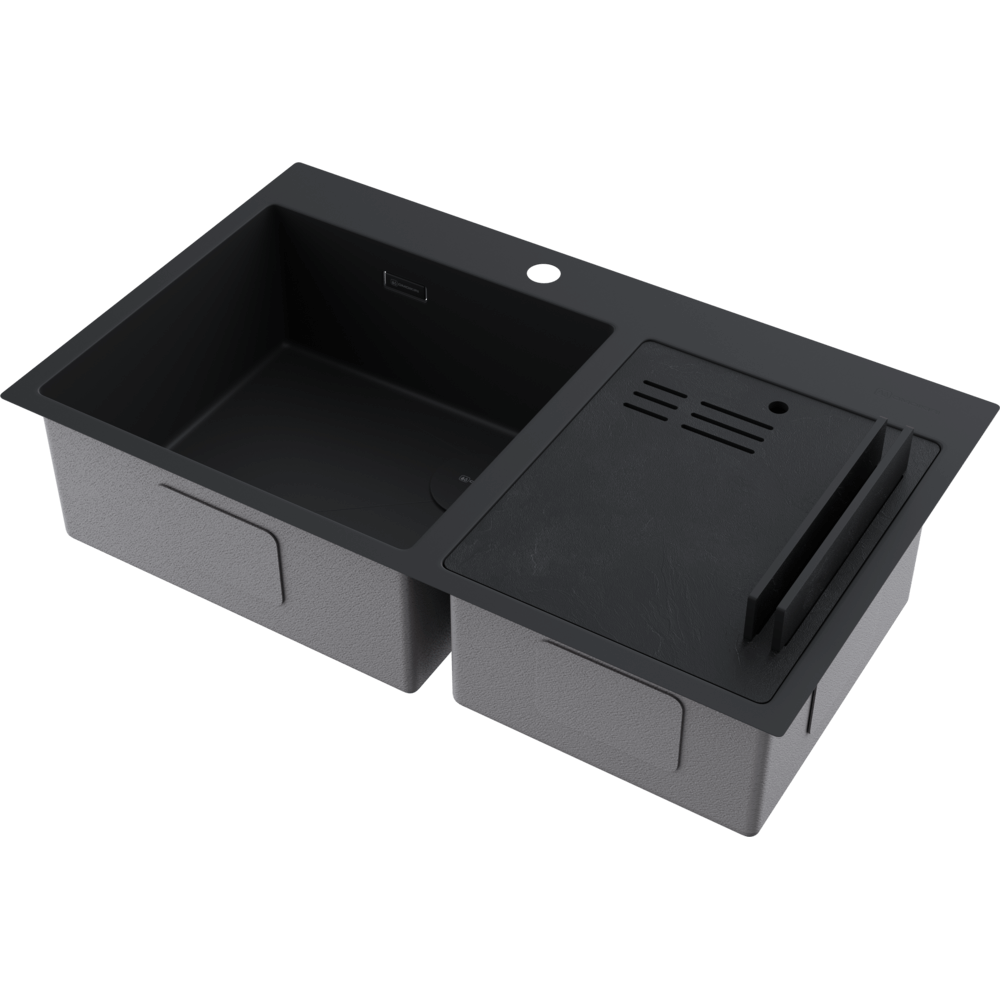 Кухонная мойка из нержавейки Omoikiri Akisame 86-2-GB Side графит