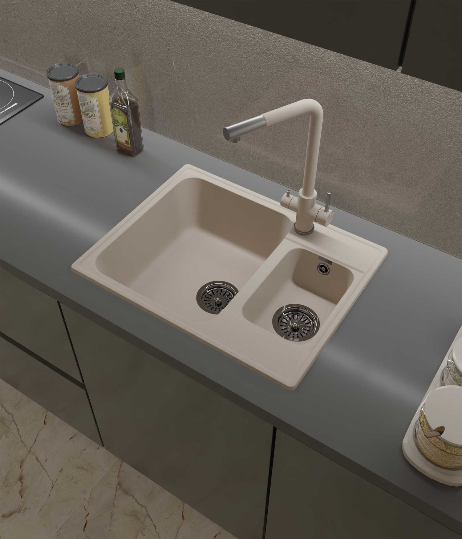Смеситель для кухни GRANFEST QUARZ Z-5421 белый