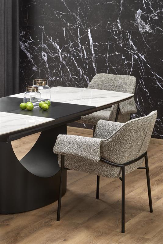 Стол обеденный HALMAR OSMAN белый мрамор/черный 160-220/90