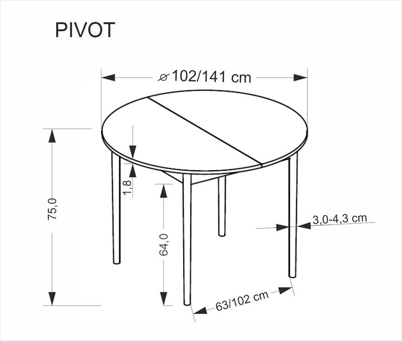 Стол обеденный HALMAR PIVOT дуб артизан/черный 102-142/102