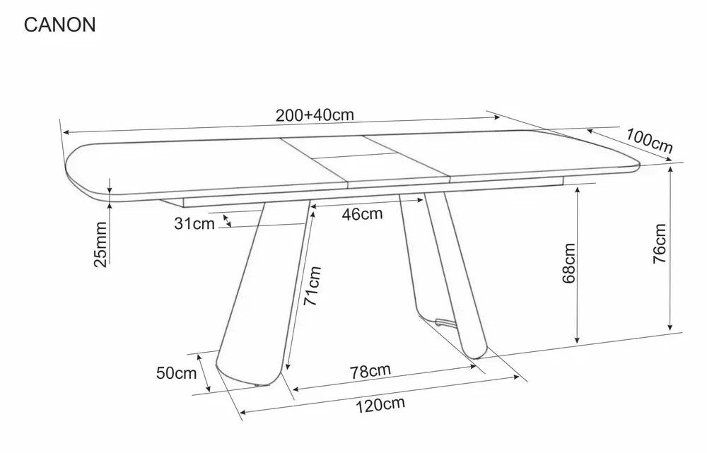 Стол обеденный SIGNAL CANON дуб/кашемир 200-240/100