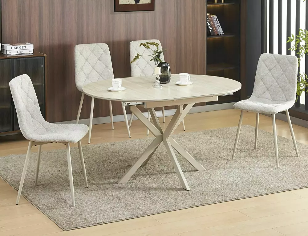 Стол обеденный SIGNAL GASTON Ceramic травертин/кашемир 100-135/100