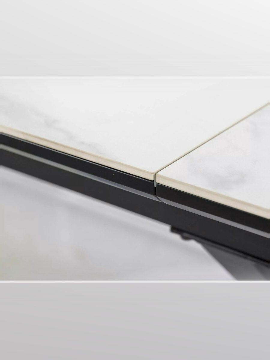 Стол обеденный SIGNAL LOGAN Ceramic белый/черный мат 160-200/90