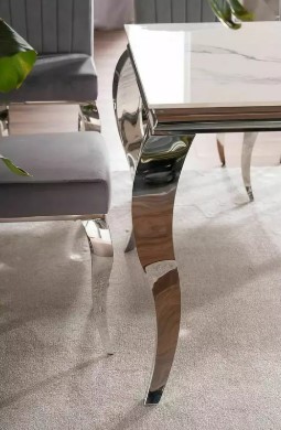 Стол обеденный SIGNAL PRINCE Ceramic Calacatta белый/хром 180/90
