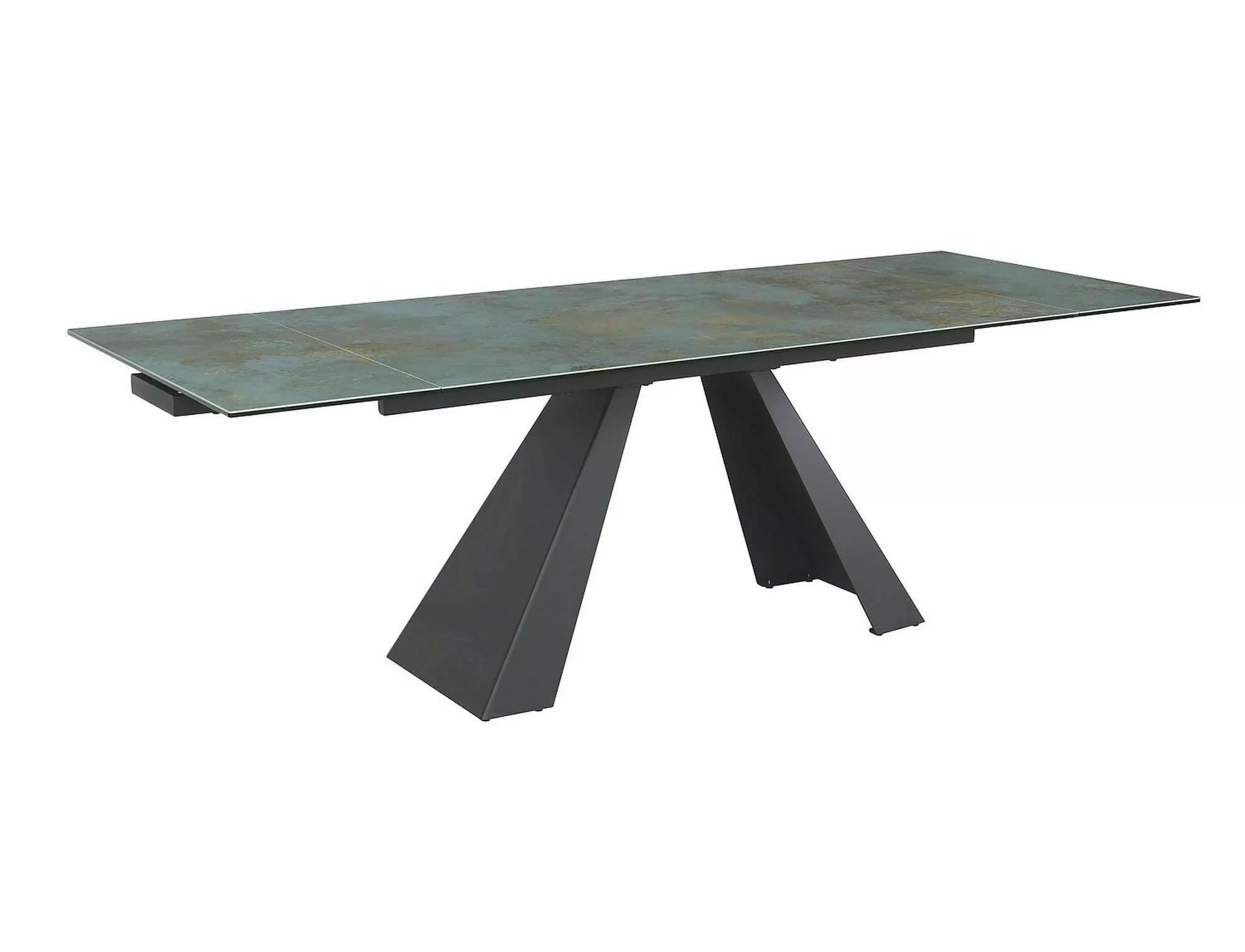 Стол обеденный SIGNAL SALVADORE Ceramic Ossido Verde бирюзовый/черный мат 160-240/90