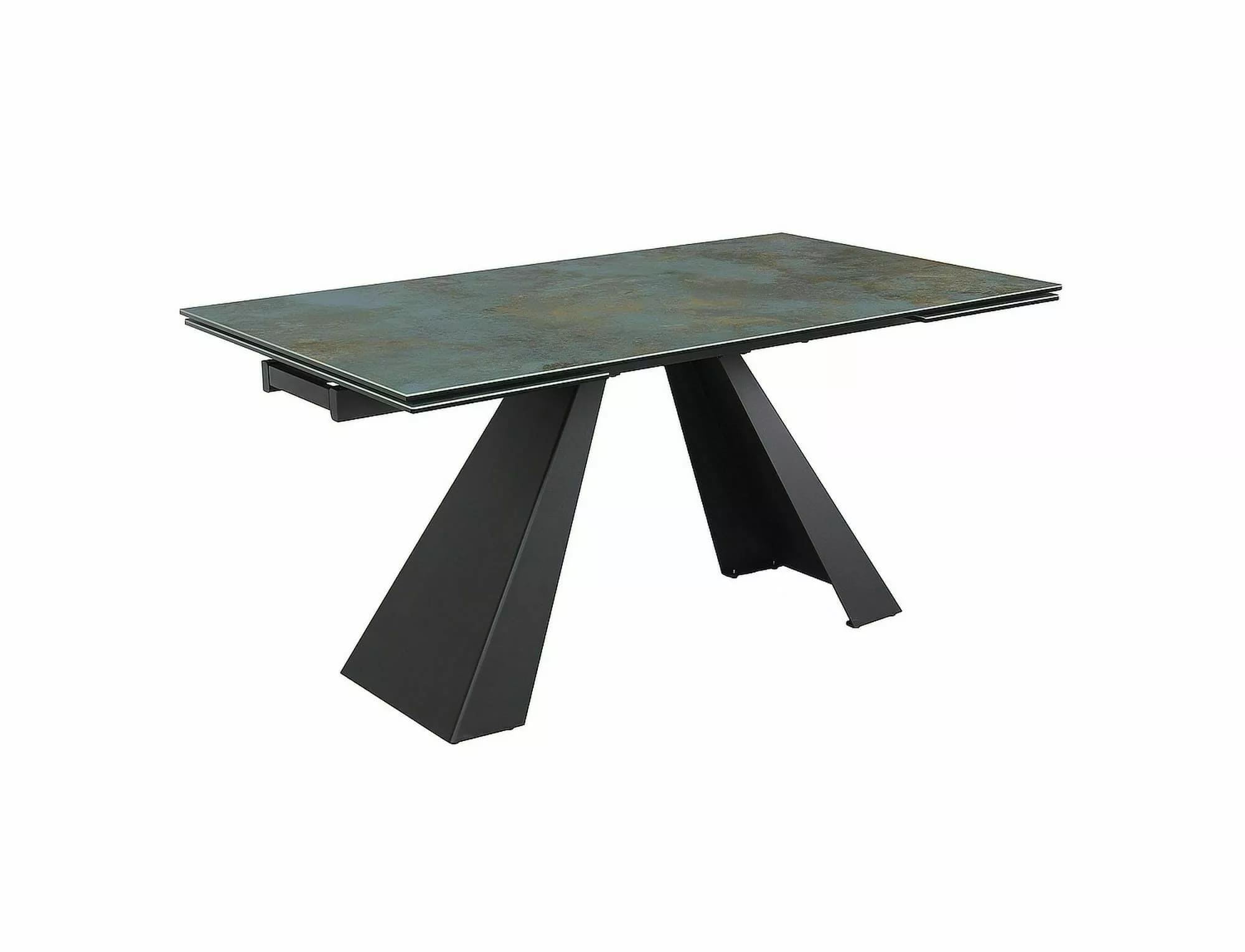 Стол обеденный SIGNAL SALVADORE Ceramic Ossido Verde бирюзовый/черный мат 160-240/90
