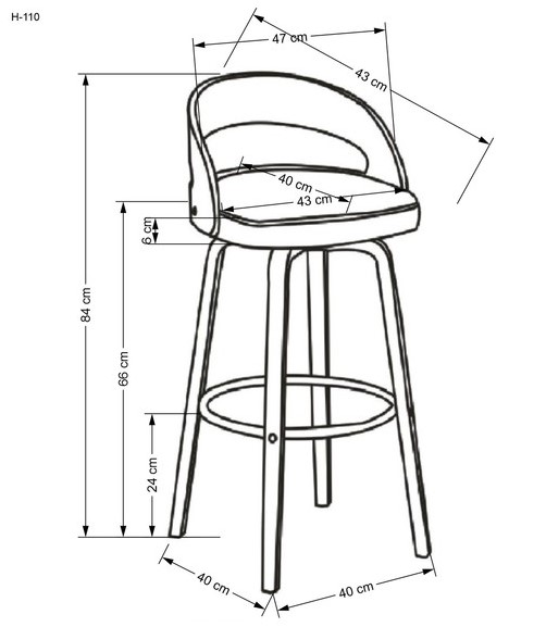 Стул барный HALMAR H110 кремовый/ореховый