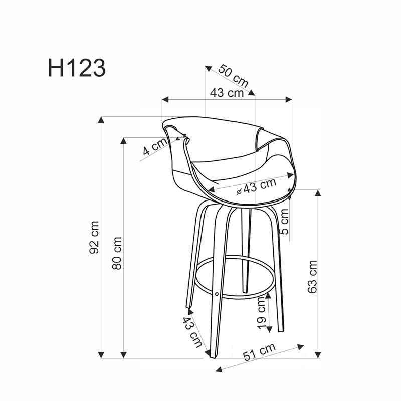 Стул барный HALMAR H123 черный/орех
