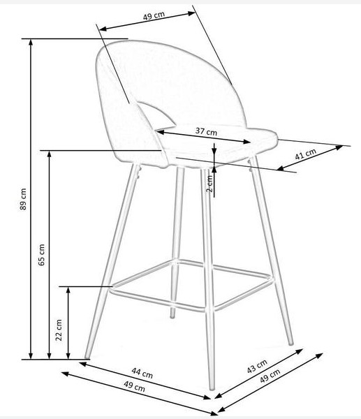 Стул барный HALMAR H96 черный/черный