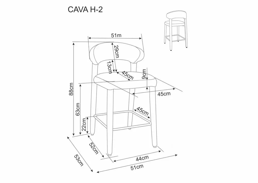 Стул барный SIGNAL CAVA H-2 t.253 бежевый
