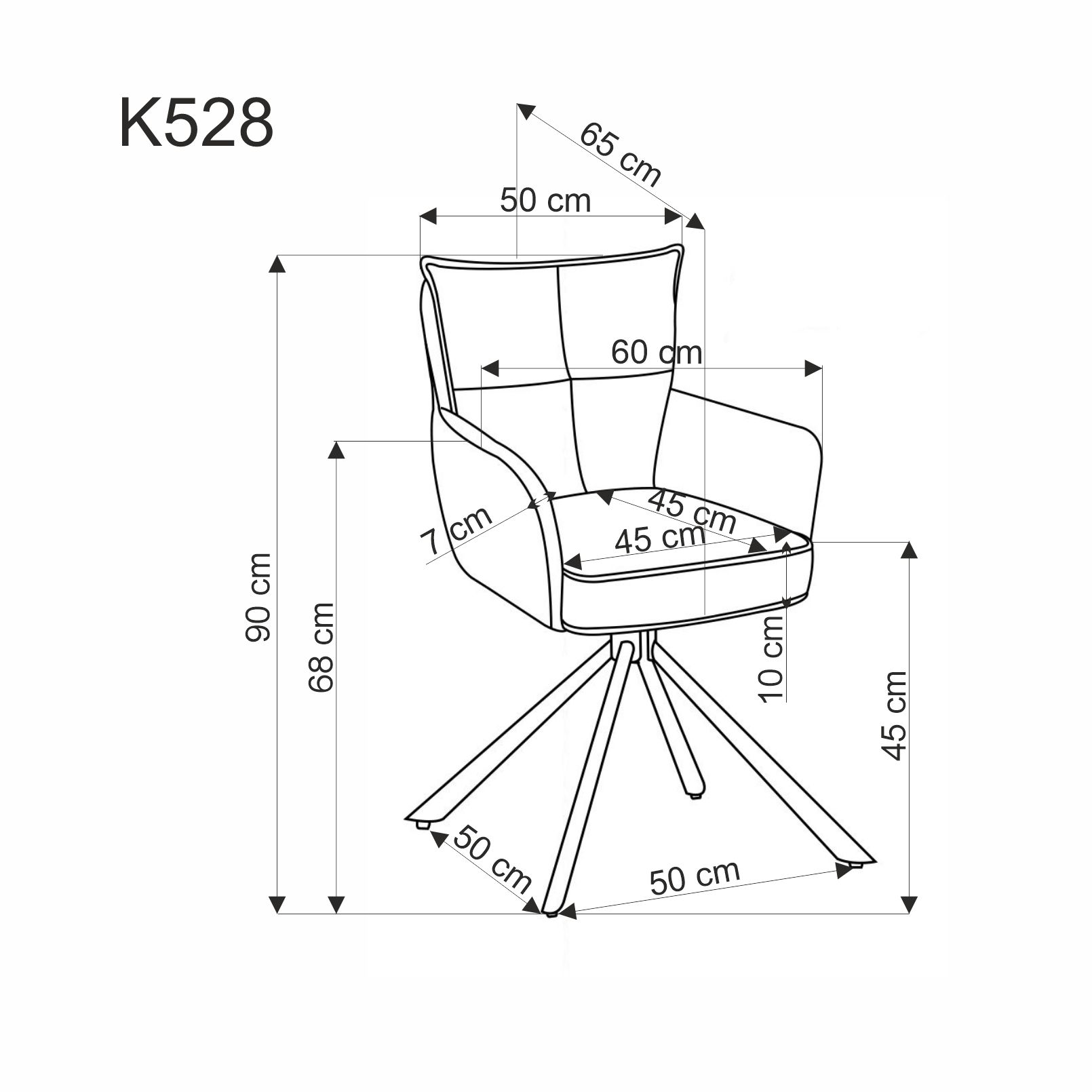 Стул HALMAR K528 серый/черный, поворотный