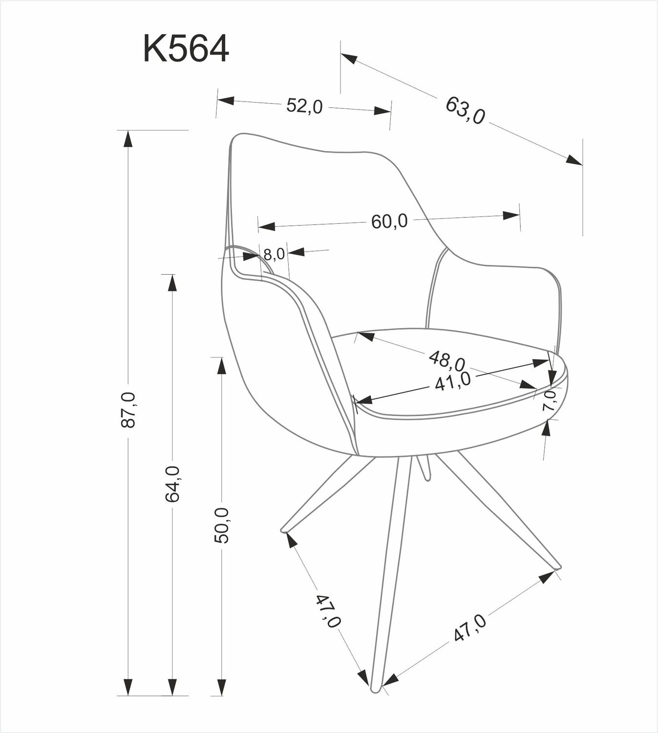 Стул HALMAR K564 бежевый/черный, поворотный