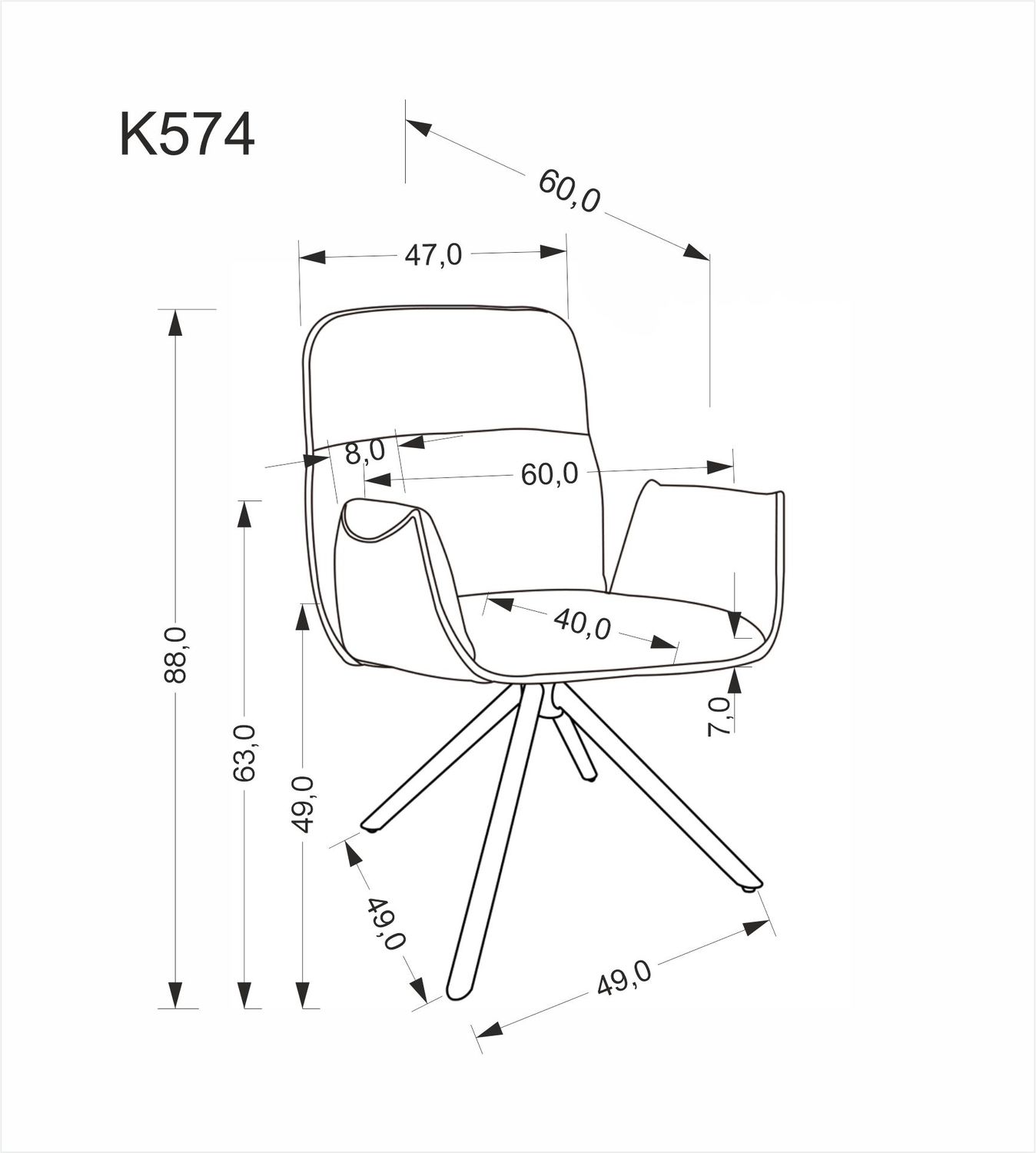 Стул HALMAR K574 серый/черный, поворотный