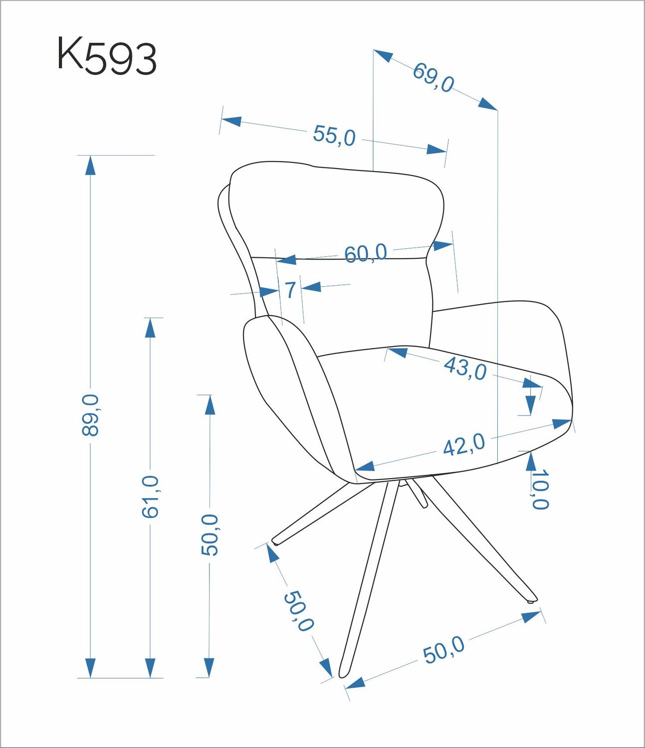 Стул HALMAR K593 серый/черный, поворотный