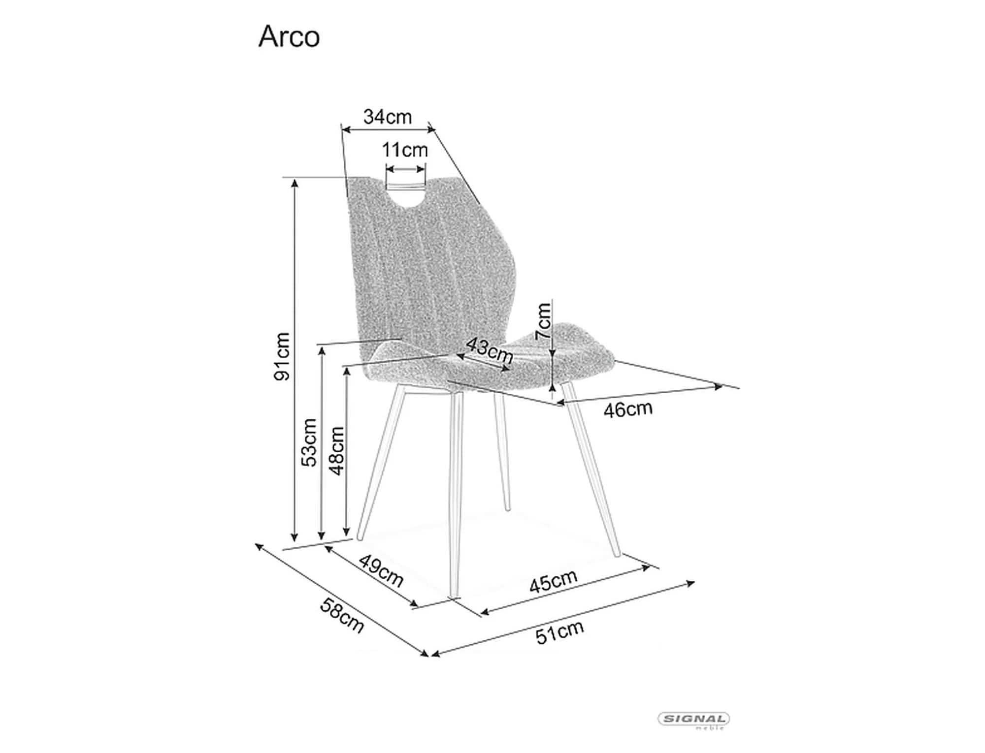 Стул SIGNAL ARCO Brego 34 бежевый/черный