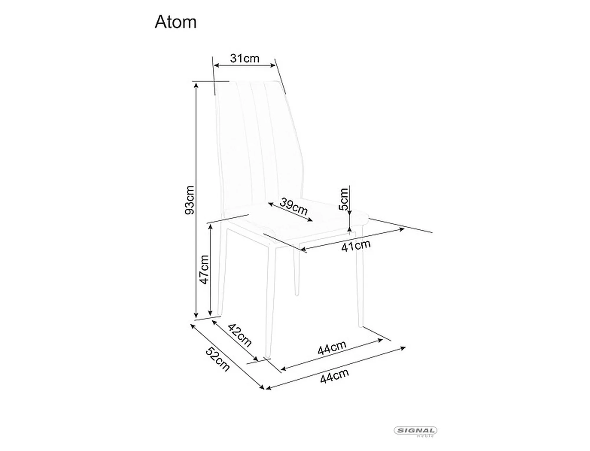 Стул SIGNAL ATOM Velvet Bluvel 19 черный/черный