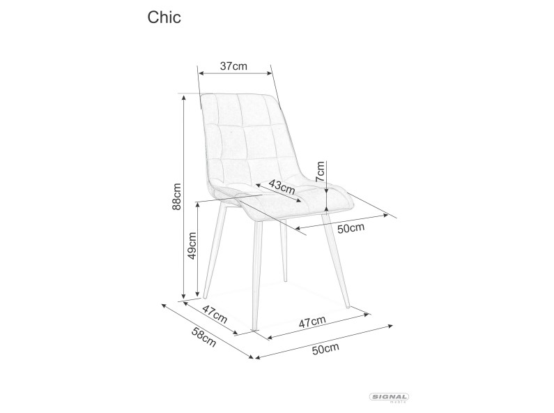 Стул SIGNAL CHIC Velvet Bluvel 28 бежевый/черный
