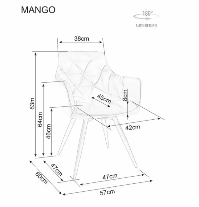 Стул SIGNAL MANGO Leo 32 темно-бежевый/кашемир, поворотный