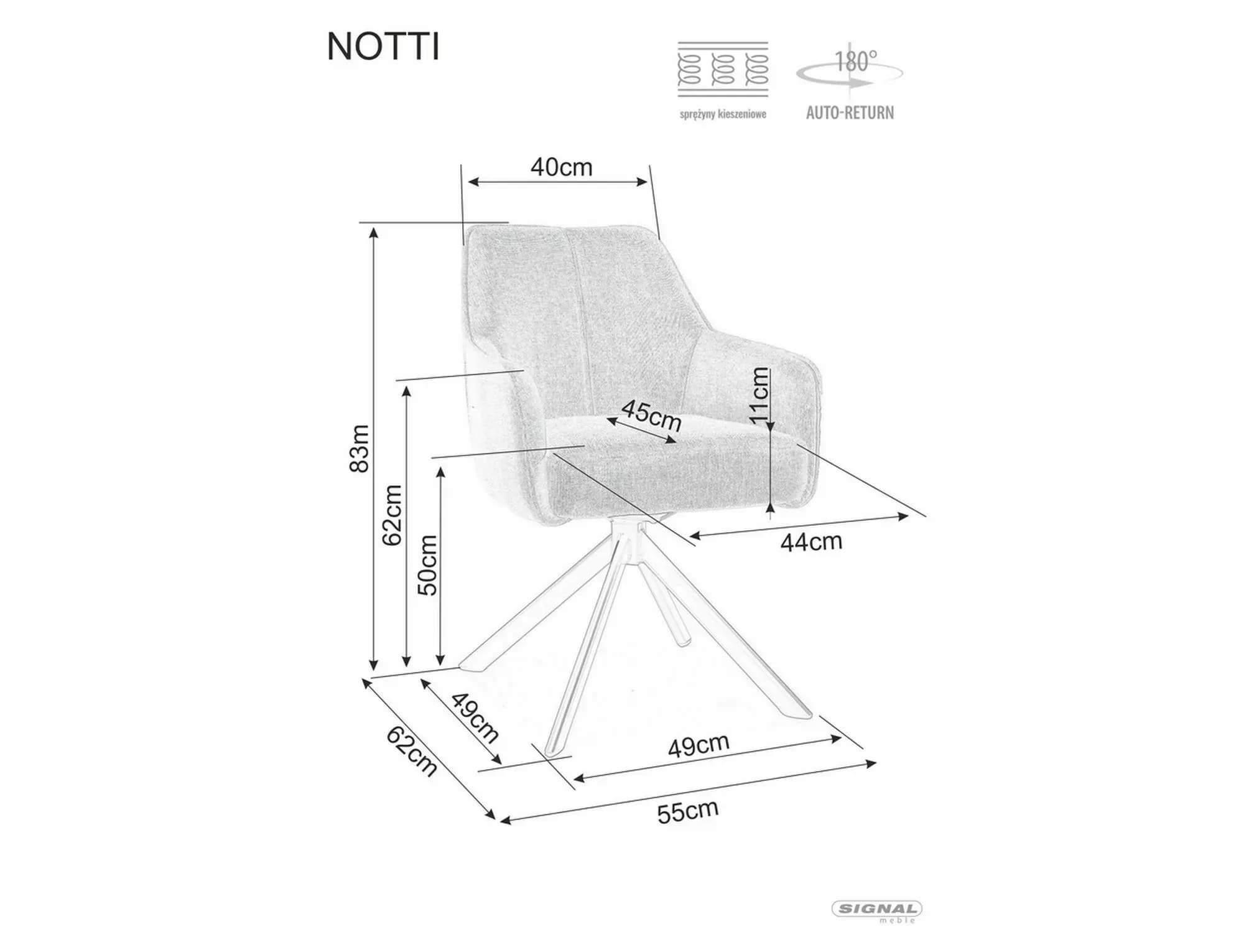 Стул SIGNAL NOTTI Brego 77 оливковый/черный, поворотный