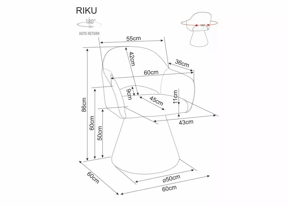 Стул SIGNAL RIKU Noelle 09 серый, поворотный
