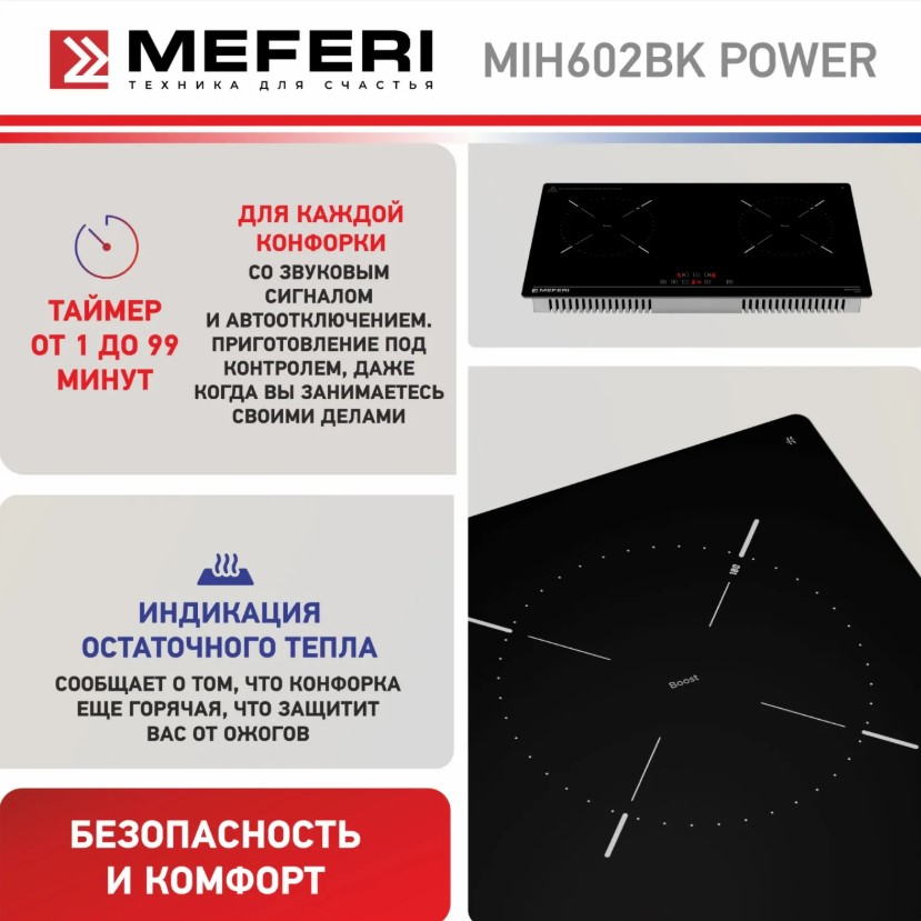 Варочная панель индукционная MEFERI MIH602BK POWER