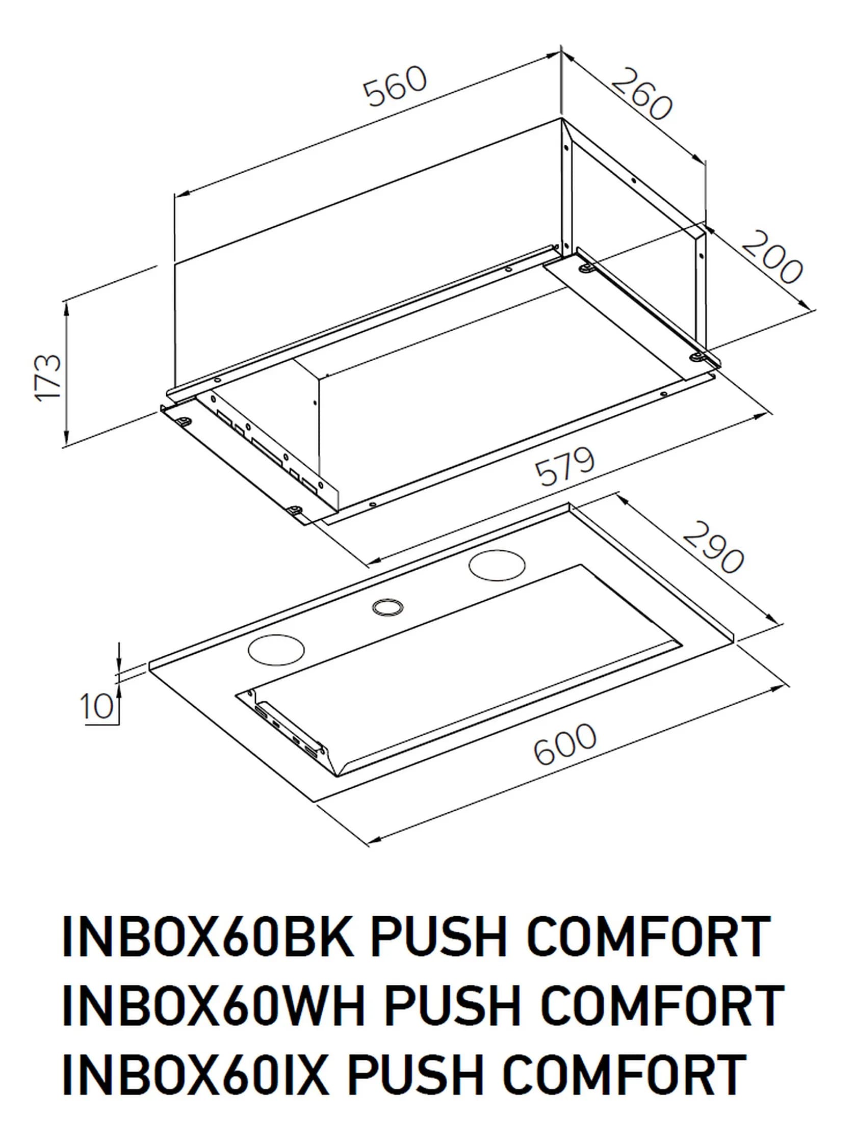 Вытяжка кухонная MEFERI INBOX60BK PUSH COMFORT