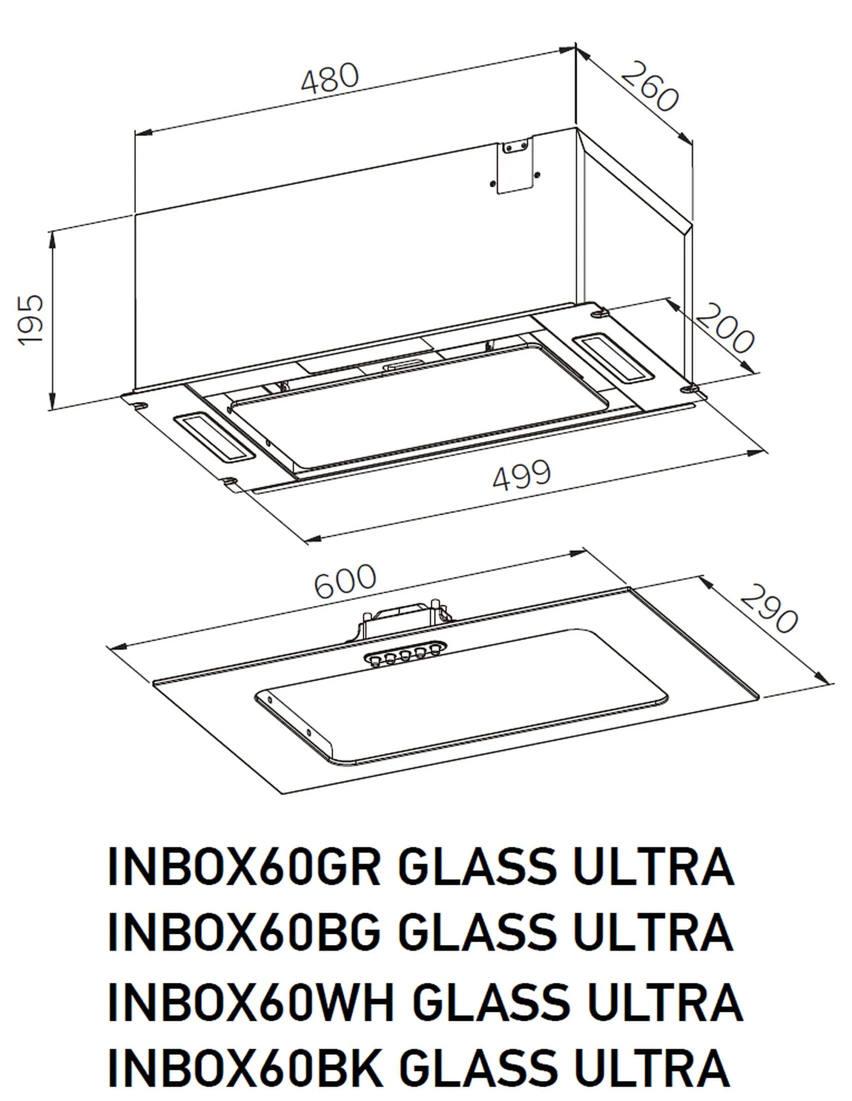 Вытяжка кухонная MEFERI INBOX60GR GLASS ULTRA