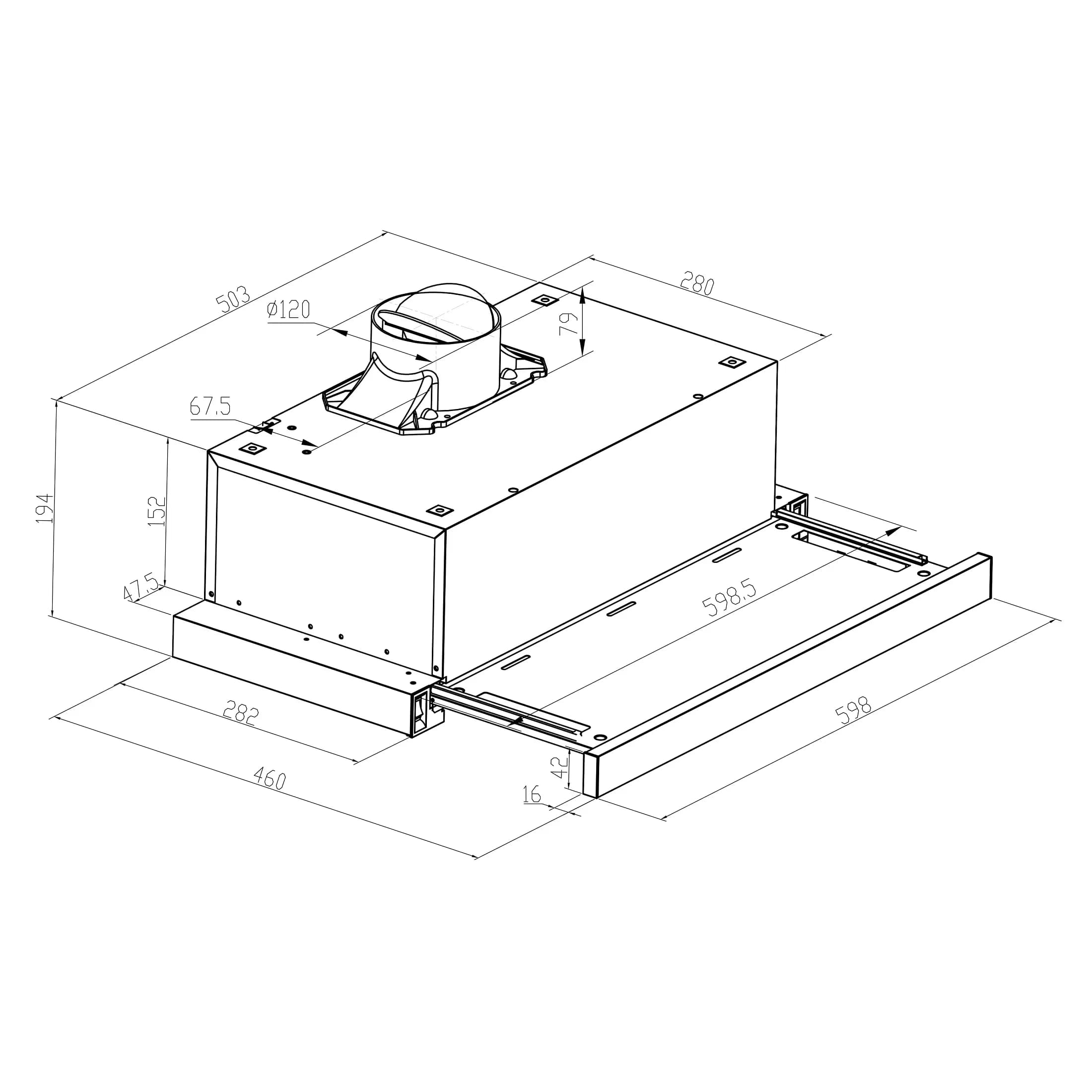 Вытяжка кухонная MEFERI SLIDEBOX60WH GLASS ULTRA