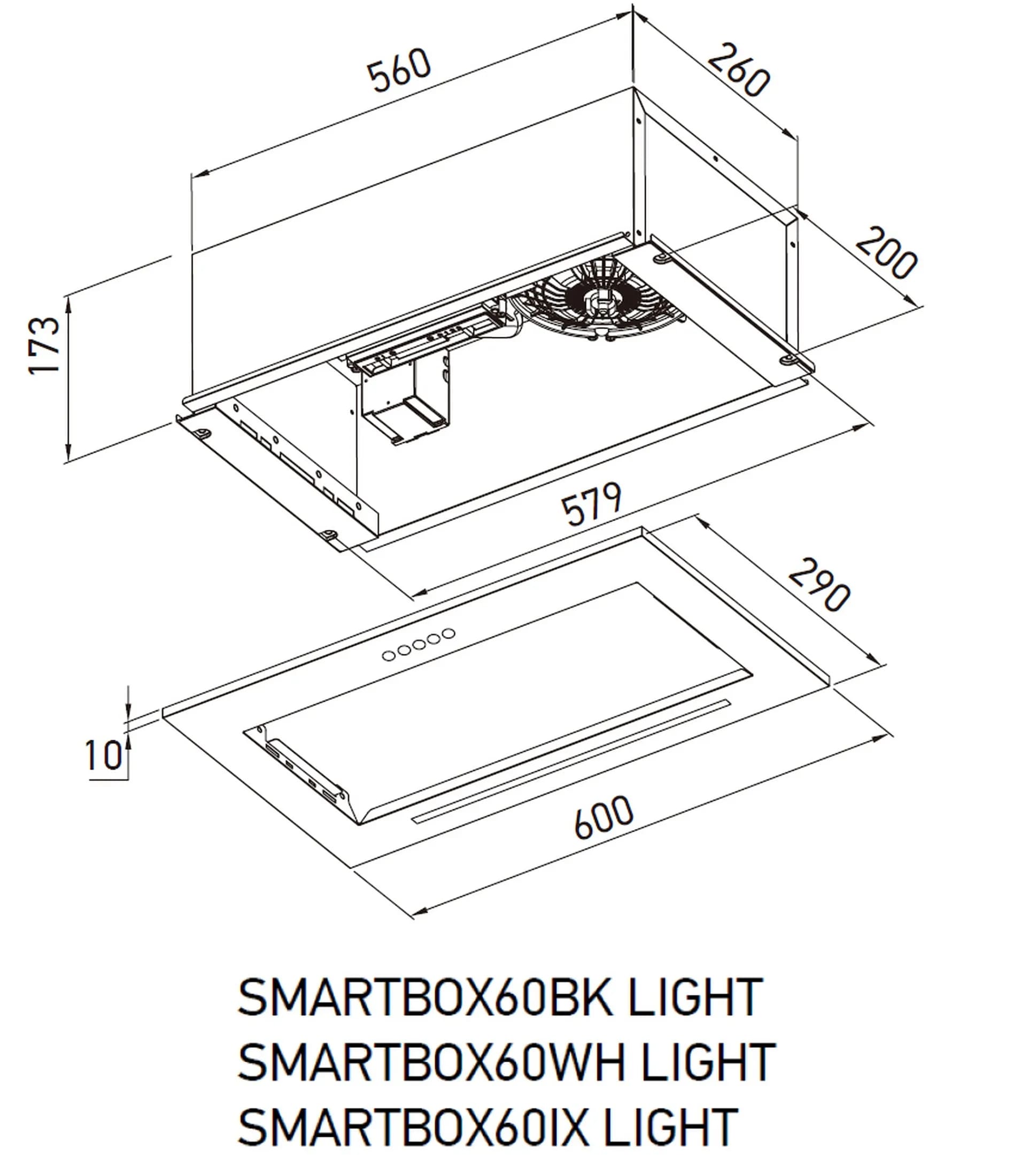 Вытяжка кухонная MEFERI SMARTBOX60BK LIGHT